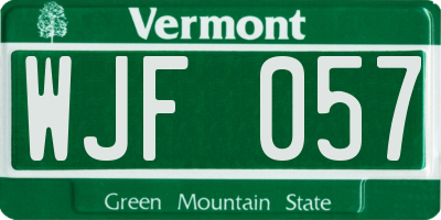 VT license plate WJF057