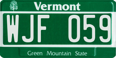 VT license plate WJF059