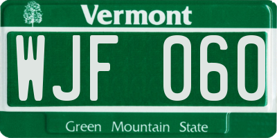 VT license plate WJF060