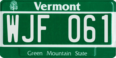 VT license plate WJF061