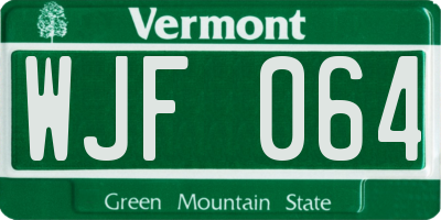 VT license plate WJF064