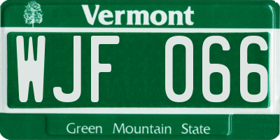VT license plate WJF066