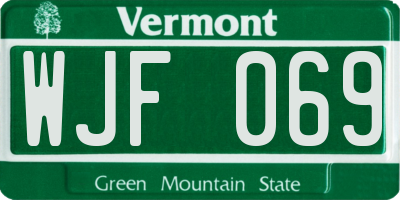VT license plate WJF069