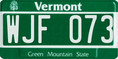 VT license plate WJF073