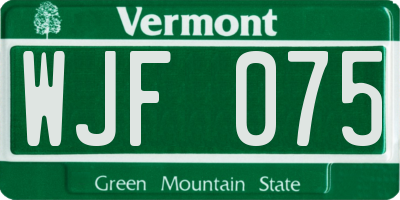 VT license plate WJF075