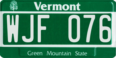 VT license plate WJF076