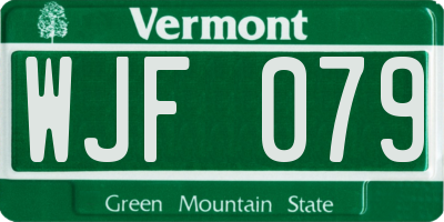 VT license plate WJF079
