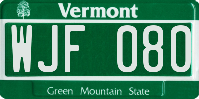 VT license plate WJF080