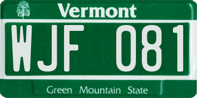 VT license plate WJF081