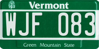 VT license plate WJF083