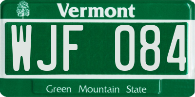 VT license plate WJF084