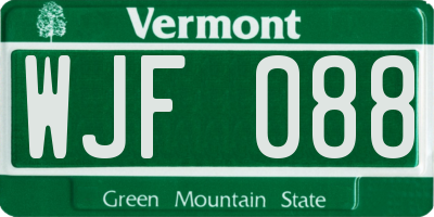 VT license plate WJF088
