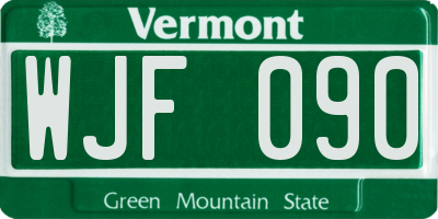 VT license plate WJF090