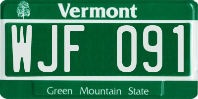 VT license plate WJF091