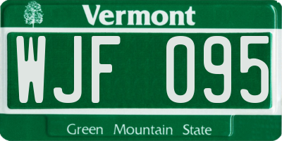 VT license plate WJF095