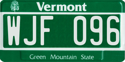 VT license plate WJF096