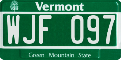 VT license plate WJF097