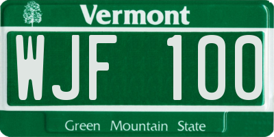 VT license plate WJF100