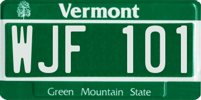 VT license plate WJF101