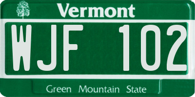 VT license plate WJF102
