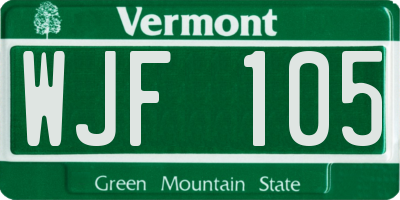 VT license plate WJF105