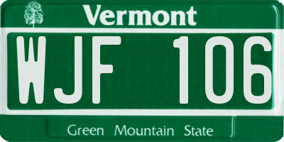 VT license plate WJF106