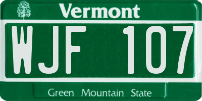 VT license plate WJF107