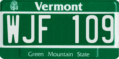 VT license plate WJF109
