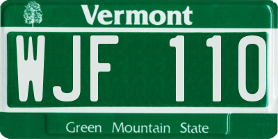 VT license plate WJF110