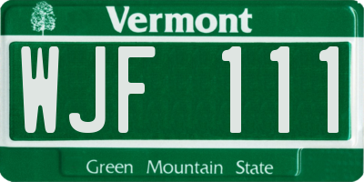 VT license plate WJF111