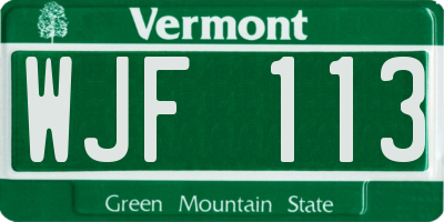 VT license plate WJF113
