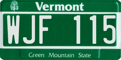 VT license plate WJF115