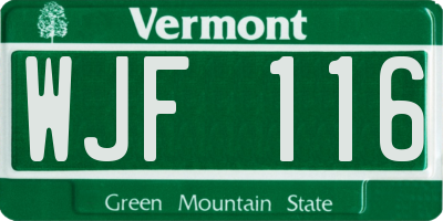 VT license plate WJF116