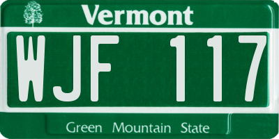 VT license plate WJF117