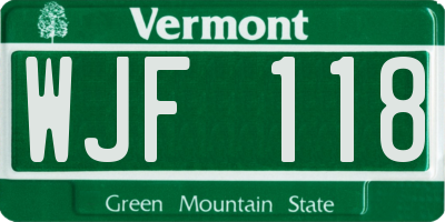 VT license plate WJF118