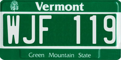 VT license plate WJF119