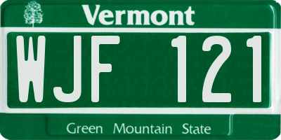 VT license plate WJF121