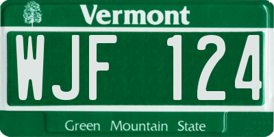 VT license plate WJF124