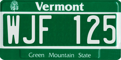 VT license plate WJF125