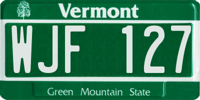 VT license plate WJF127