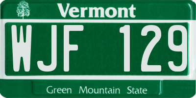 VT license plate WJF129