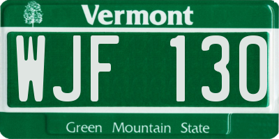 VT license plate WJF130