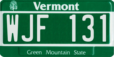 VT license plate WJF131