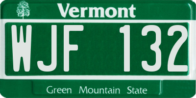 VT license plate WJF132
