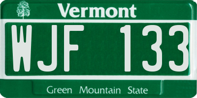 VT license plate WJF133