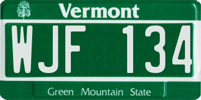 VT license plate WJF134