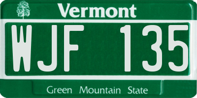 VT license plate WJF135