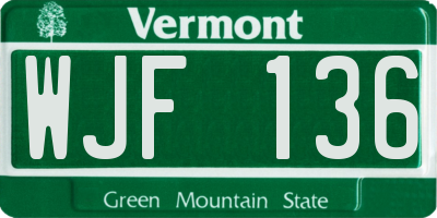 VT license plate WJF136