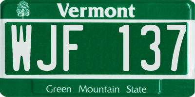 VT license plate WJF137