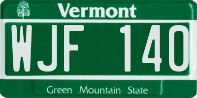 VT license plate WJF140